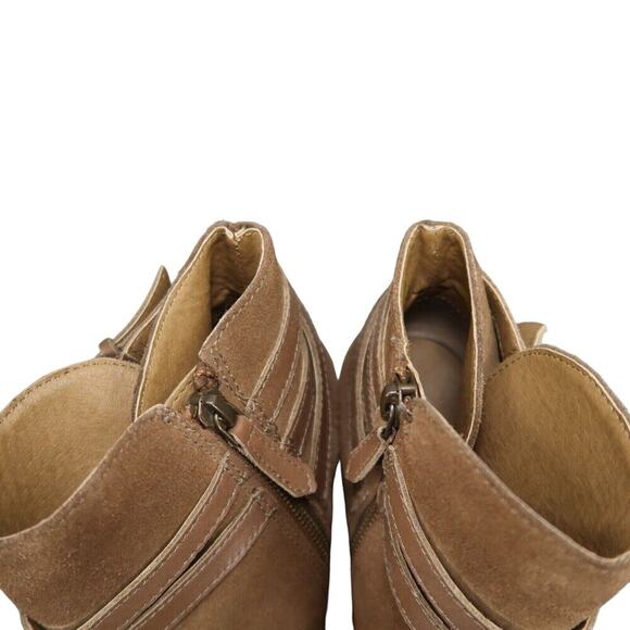 Bp Shoes Womens 8.5 Ankle Boot Fashion Leather Stack Heel Buckle Strap Zip Brown - Picture 14 of 14